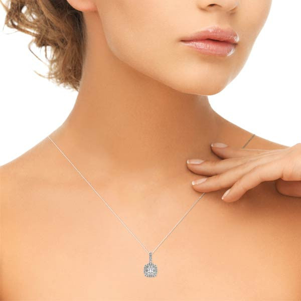 Cushion Diamond Halo Pendant 1.30CT