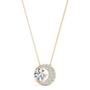 Round Diamond Moon Pendant Necklace