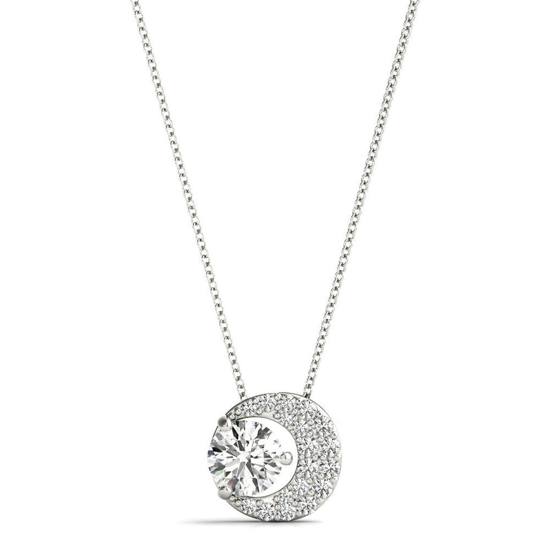 Round Diamond Moon Pendant