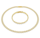 Swarovski Una Angelic Bracelet & Necklace Set Round Cut Gold 5720506