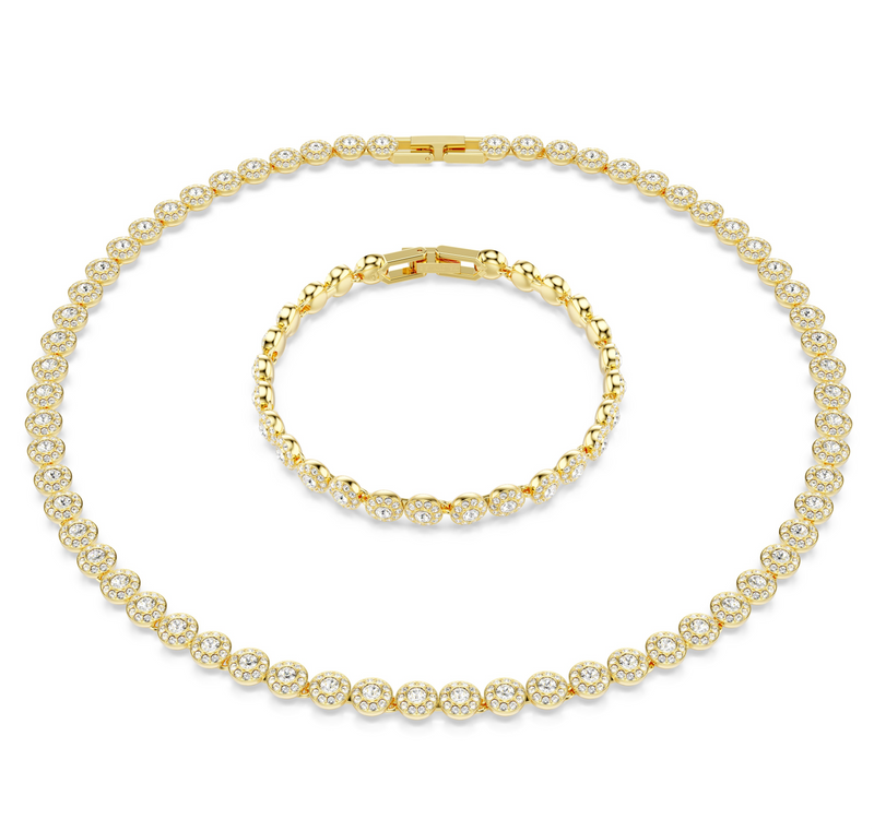 Swarovski Una Angelic Bracelet & Necklace Set Round Cut Gold 5720506