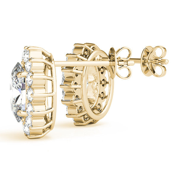 Oval Halo Floral Diamond Earrings