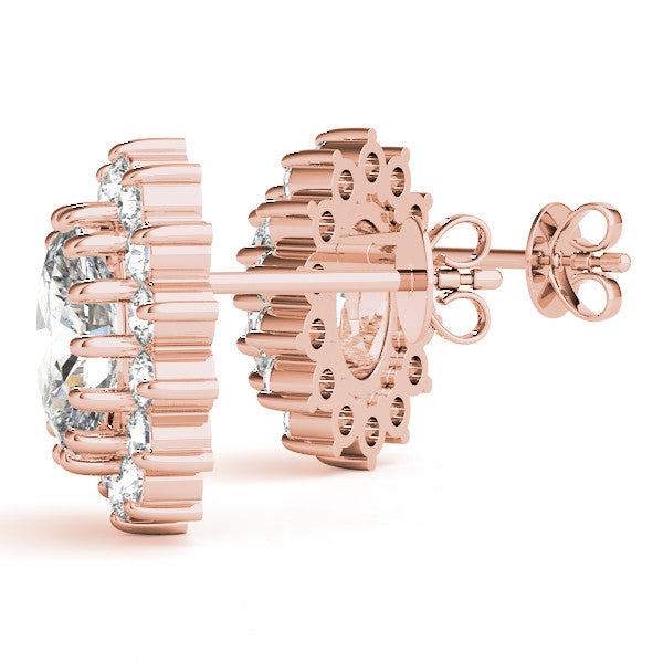 Oval Halo Floral Diamond Earrings