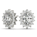 Oval Halo Floral Diamond Earrings