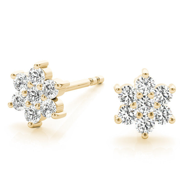 Floral Cluster Diamond Stud Earrings