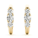 Round Three Stone Diamond Drop Earrings