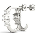 Round Three Stone Diamond Drop Earrings