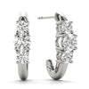 Round Three Stone Diamond Drop Earrings DiamondStatus