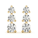 Round Three Stone Diamond Earrings