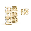 Round Three Stone Diamond Earrings