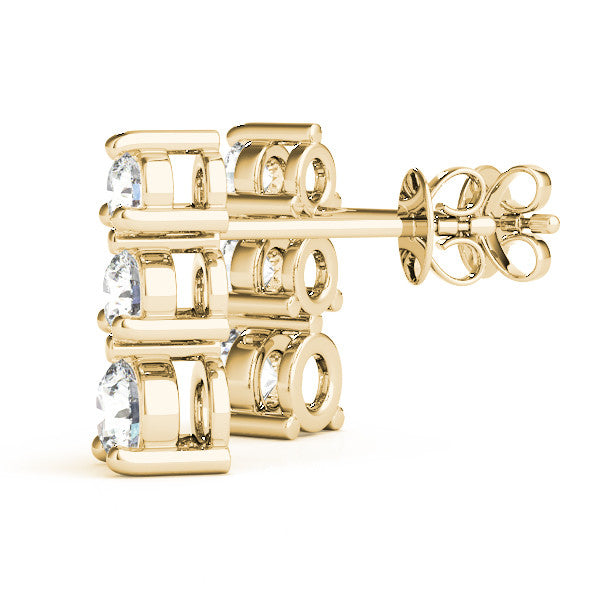 Round Three Stone Diamond Earrings