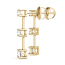 Round Three Stone Diamond Drop Earrings