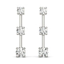 Round Three Stone Diamond Drop Earrings