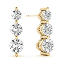 Round Three Stone Diamond Drop Earrings