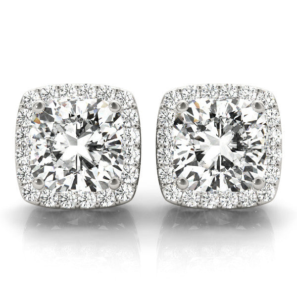 Cushion Halo Diamond Earrings