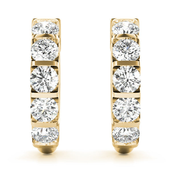 Round Exposed Diamond Hoop Earrings