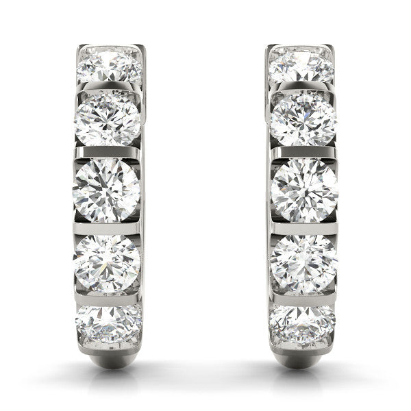 Round Exposed Diamond Hoop Earrings