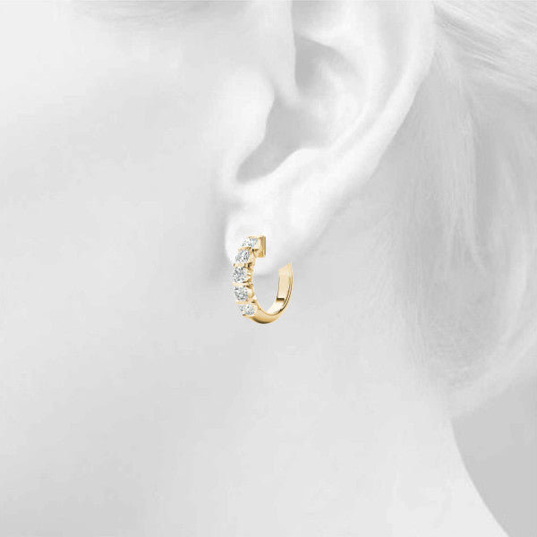 Round Exposed Diamond Hoop Earrings