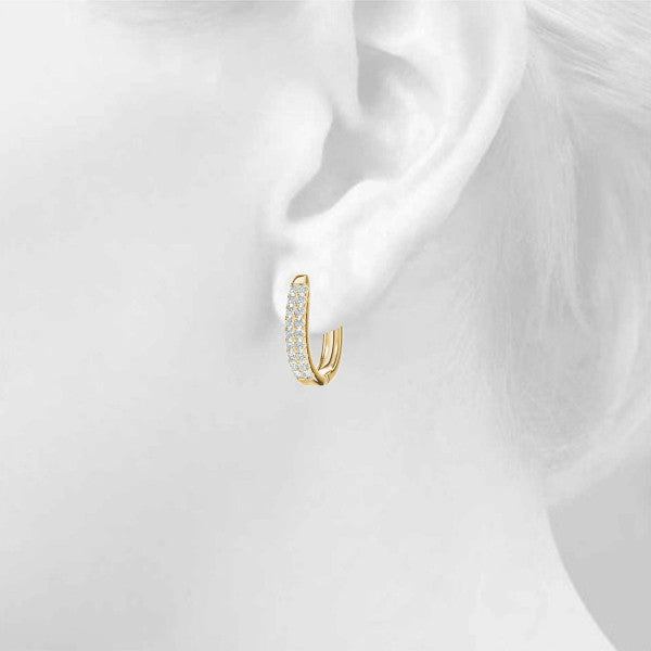 Round Double Pavé Diamond Hoop Earrings
