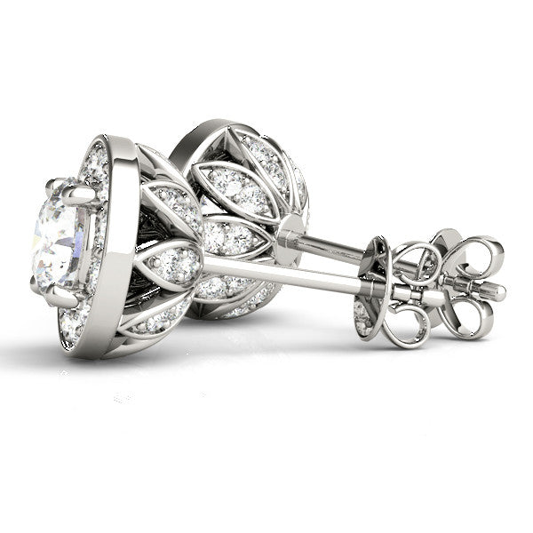 Round Halo Diamond Earrings