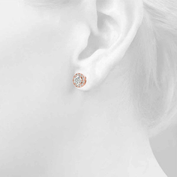 Round Halo Diamond Earrings