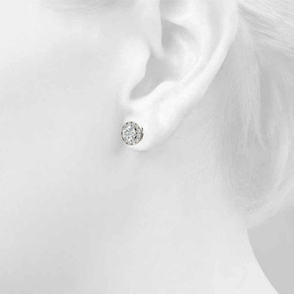 Round Halo Diamond Earrings