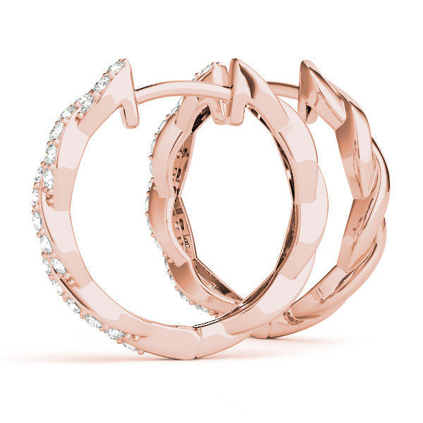 Twisted Pavé Diamond Hoop Earrings