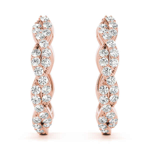 Twisted Pavé Diamond Hoop Earrings