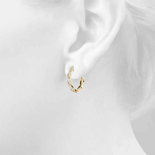 Twisted Pavé Diamond Hoop Earrings