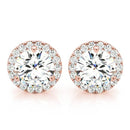 Round Halo Stud Diamond Earrings