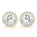 Round Halo Stud Diamond Earrings