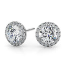 Round Halo Stud Diamond Earrings