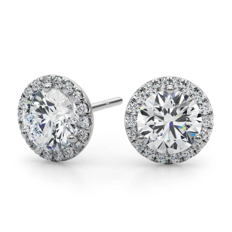 Round Halo Stud Diamond Earrings