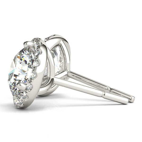 Round Halo Stud Diamond Earrings