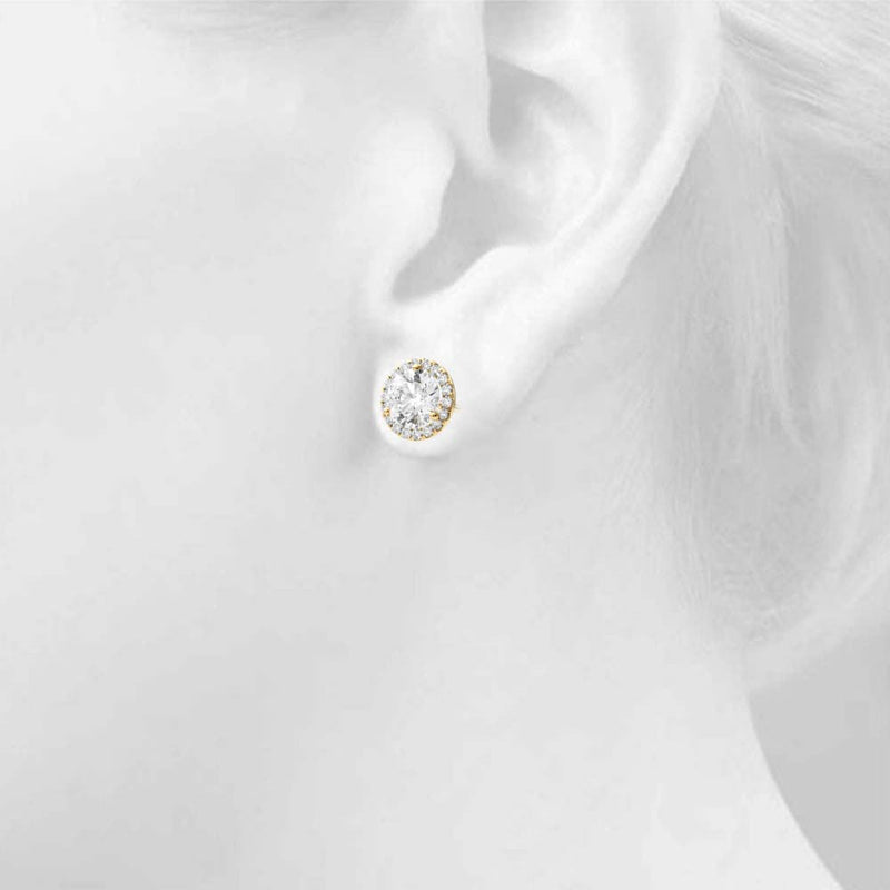 Round Halo Stud Diamond Earrings