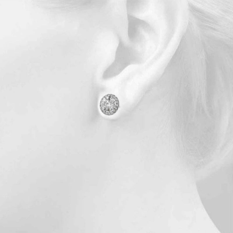 Round Halo Stud Diamond Earrings