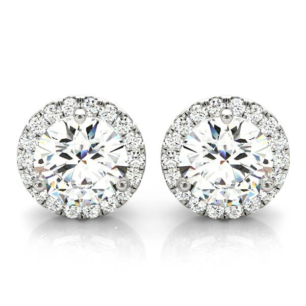 Round Halo Stud Diamond Earrings