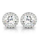 Round Halo Stud Diamond Earrings