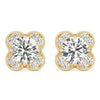 Round Halo Floral Stud Diamond Earrings DiamondStatus