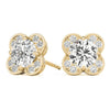 Round Halo Floral Stud Diamond Earrings DiamondStatus