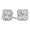 Round Halo Floral Stud Diamond Earrings DiamondStatus