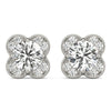 Round Halo Floral Stud Diamond Earrings DiamondStatus