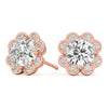 Round Halo Floral Stud Diamond Earrings DiamondStatus