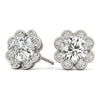 Round Halo Floral Stud Diamond Earrings DiamondStatus