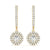 Round Double Halo Diamond Drop Earrings