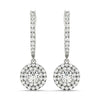 Round Double Halo Diamond Drop Earrings DiamondStatus