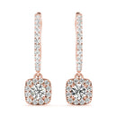 Round Halo Diamond Drop Earrings
