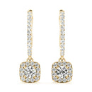 Round Halo Diamond Drop Earrings