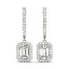 Emerald Halo Diamond Drop Earrings DiamondStatus