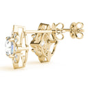 Round Floral Halo Diamond Earrings